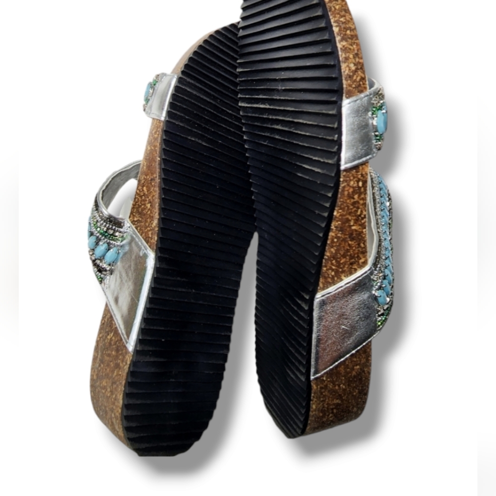 Mila Paoli Embellished Beaded Slide-on Sandals | Size 10 - Picture 8 of 9